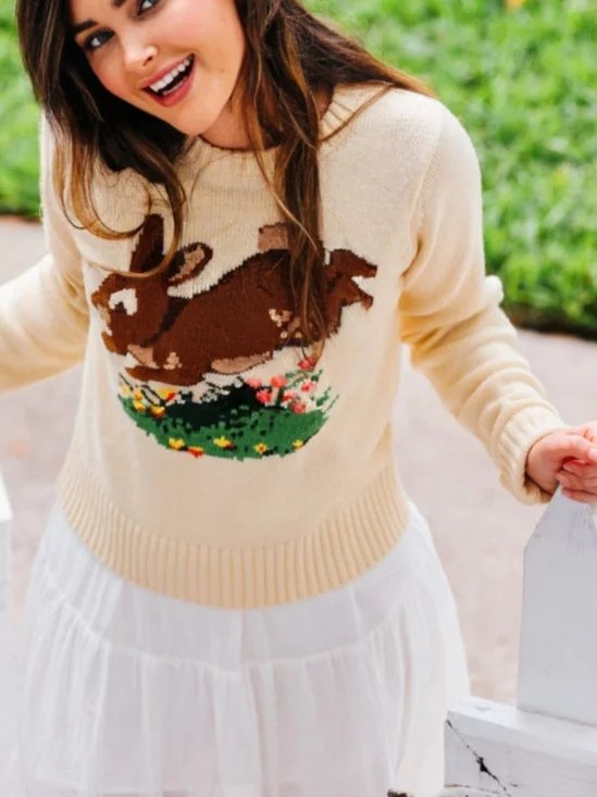 Kiel James Patrick Bunny Sweater Wool Blend Rabbit KJP Easter Spring - Picture 1 of 7